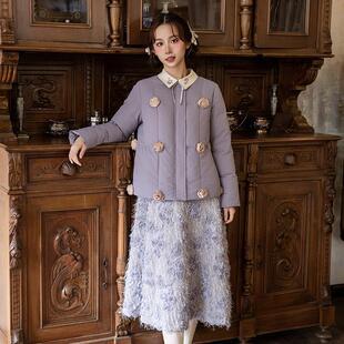 花间裳/盛开/原创新中式紫色高级感仙气紫色冬季羽绒服女加厚保暖