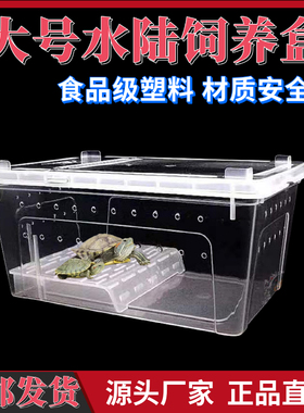 水陆饲养盒角蛙乌龟螃蟹饲养盒龟缸干湿分离水陆两栖饲养盒