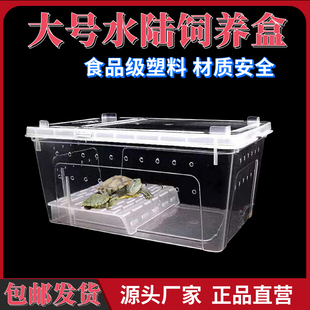 水陆饲养盒角蛙乌龟螃蟹饲养盒龟缸干湿分离水陆两栖饲养盒