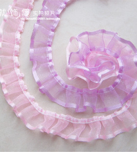 【18元包邮】可爱蕾丝公主梦粉色紫色飘带丝带 diy发饰花边 20mm