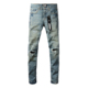 高街破洞蓝色牛仔裤 PUR 子 torn jeans美式 jeans pants