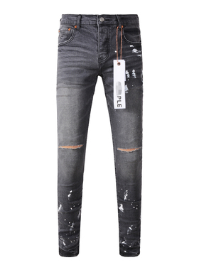 PUR jeans  pants torn jeans美式高街破洞灰色牛仔裤子