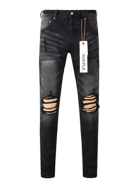 PUR jeans  pants torn jeans美式高街破洞黑色牛仔裤子