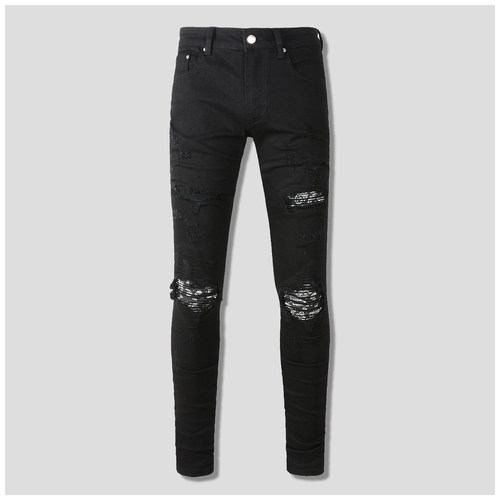 AMR jeans AMR pants torn jeans MX1高街破洞紧身牛仔裤子