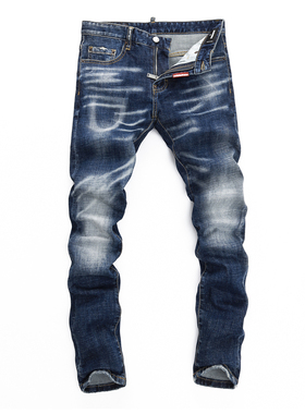 D Jeans Skinny Ripped Jeans 美式高街补丁破洞修身男裤牛仔裤子