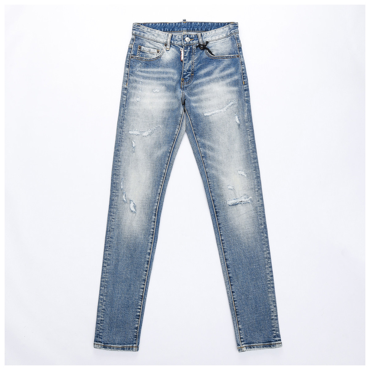 D Jeans Skinny Ripped Jeans 美式高街破洞补丁修身男裤牛仔裤子