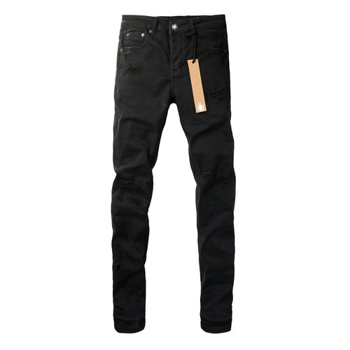 KUS jeans美式高街基础破洞做旧修身长裤紧身高街紧身男牛仔裤子