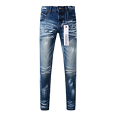 高街破洞蓝色牛仔裤 PUR 子 torn jeans美式 jeans pants