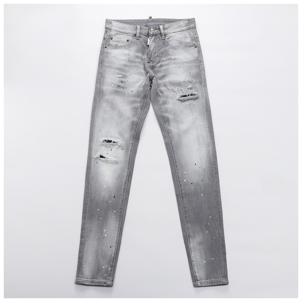 D Jeans Skinny Ripped Jeans 美式高街破洞泼墨修身男裤牛仔裤子