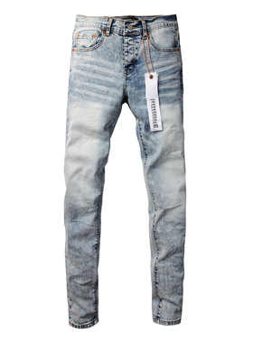 PUR jeans  pants torn jeans美式高街做旧基础款蓝色牛仔裤子