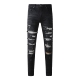 jeans pants torn AMR MX12高街破洞黑色牛仔裤 子