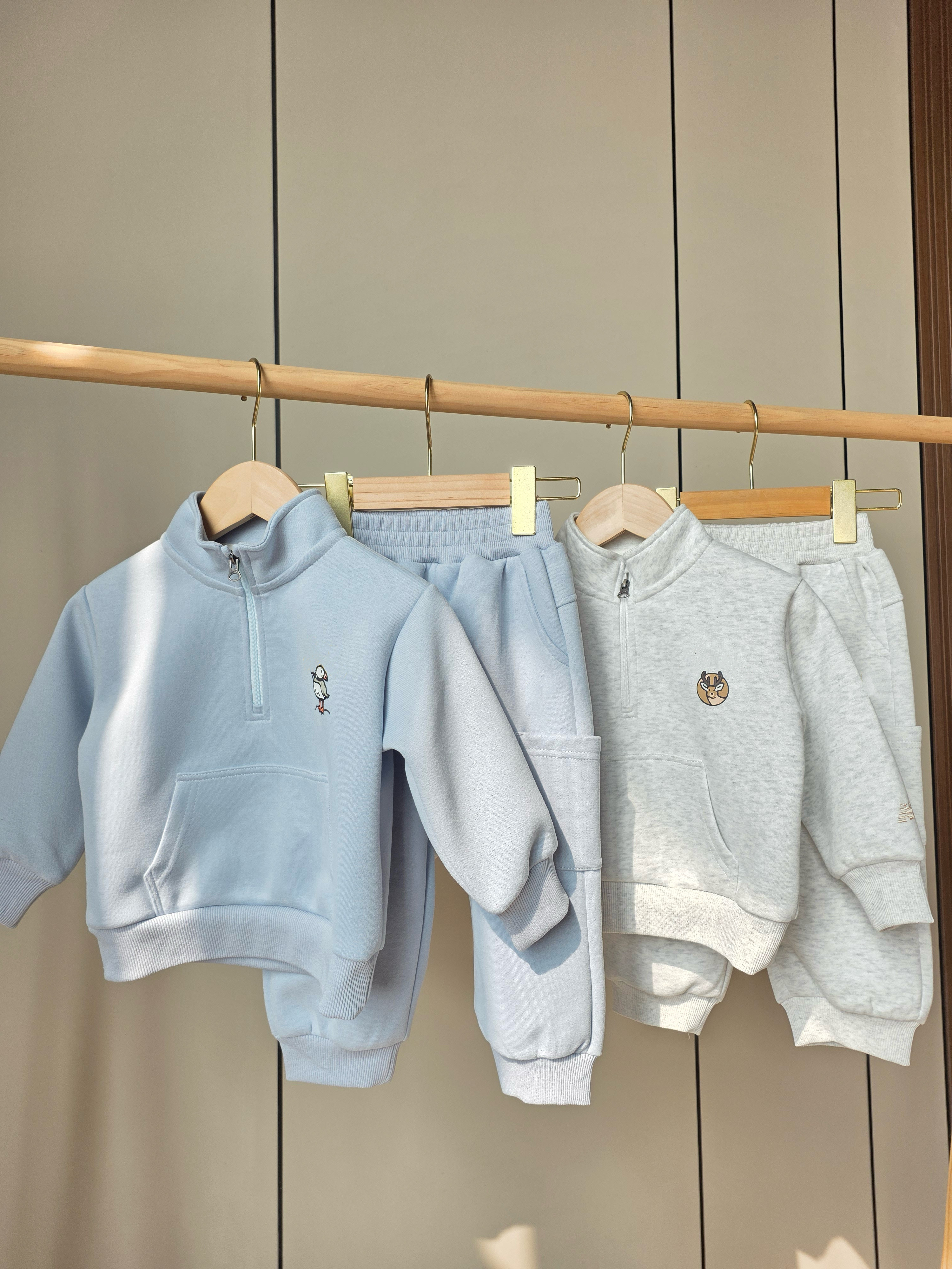 韩版童装男女童半拉链卫衣卫裤套装春新款纯棉休闲运动服两件套