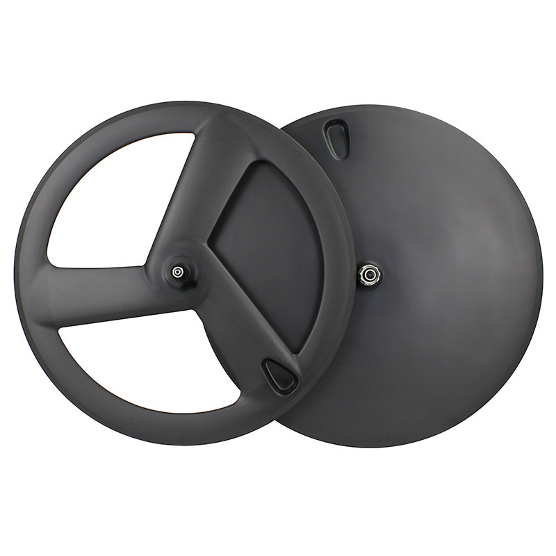 700C场地死飞封闭轮碳纤维公路碟轮三刀轮死飞三刀自行车刀轮