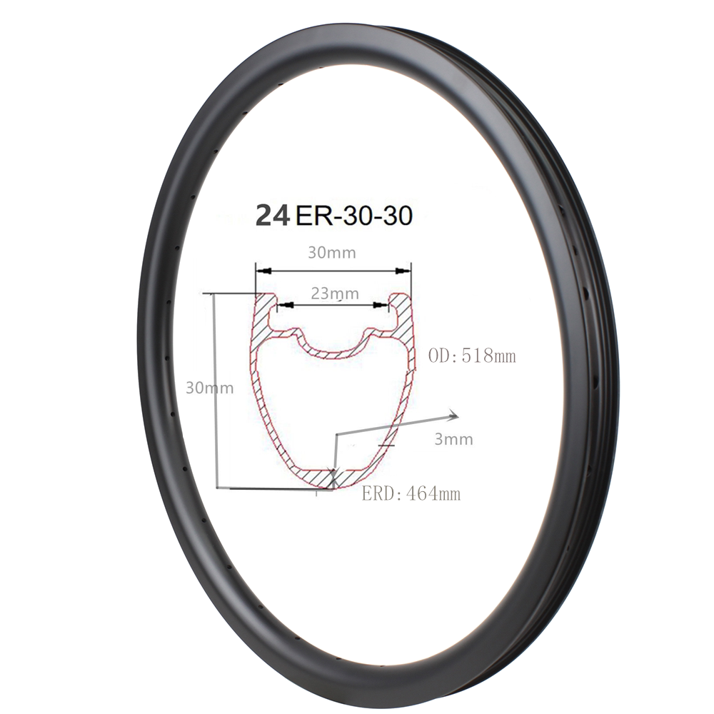 碳纤维24寸轮圈 30宽30高 真空一体自行车车圈圈刹 碟刹 包邮