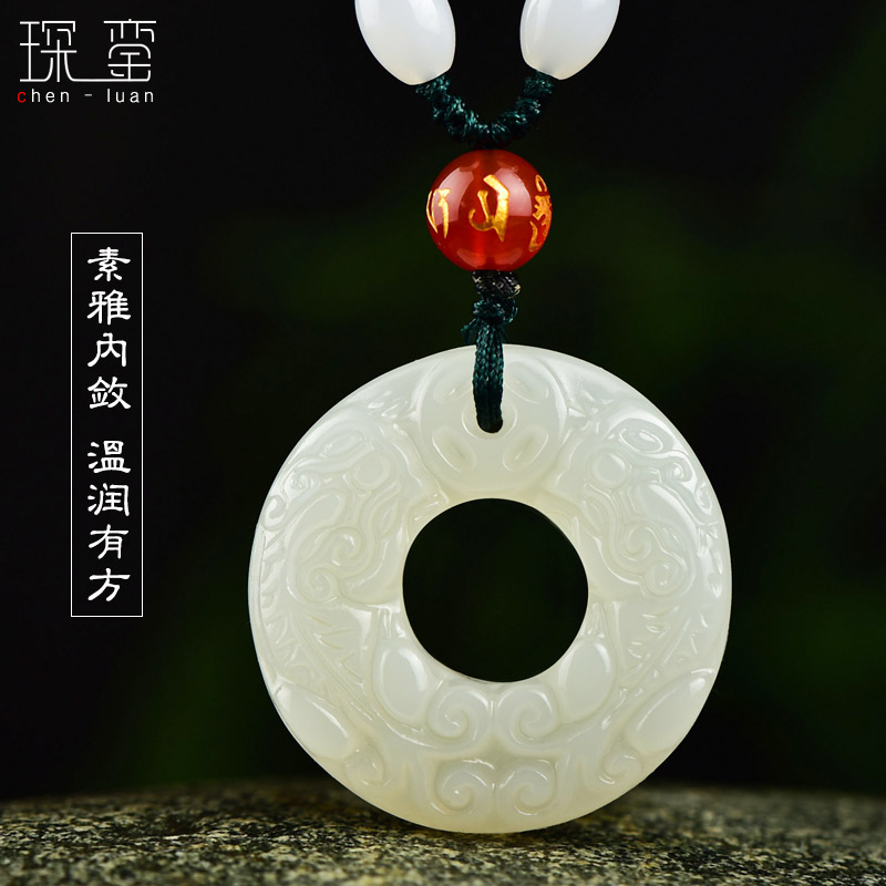 和田貔貅平安扣玉吊坠男开光保平安皮丘玉石挂件女士情侣项链饰品