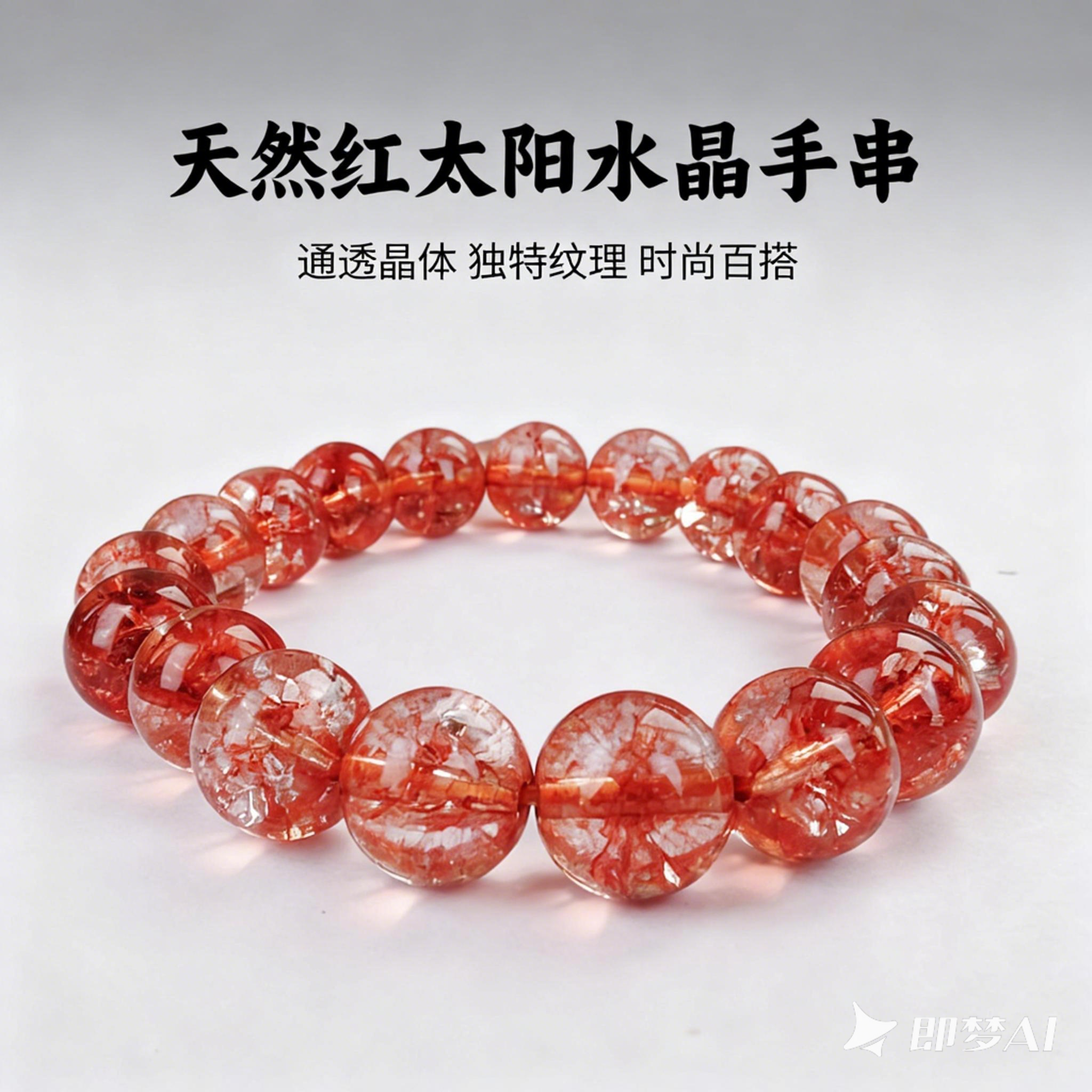 收藏级天然金太阳手串橘红金沙水晶日光石金太阳石礼物女