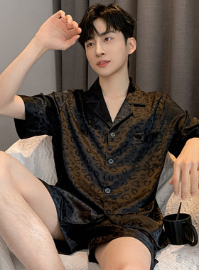 男士雪纺缎豹纹睡衣高档