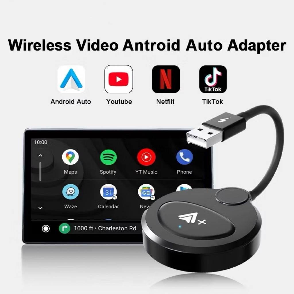 跨境车载影音视频carplay有线转无线安卓auto盒子智能导航AI BOX