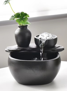 不插电流水摆件USB蓄电池充电流水摆件不插电流水招财摆件