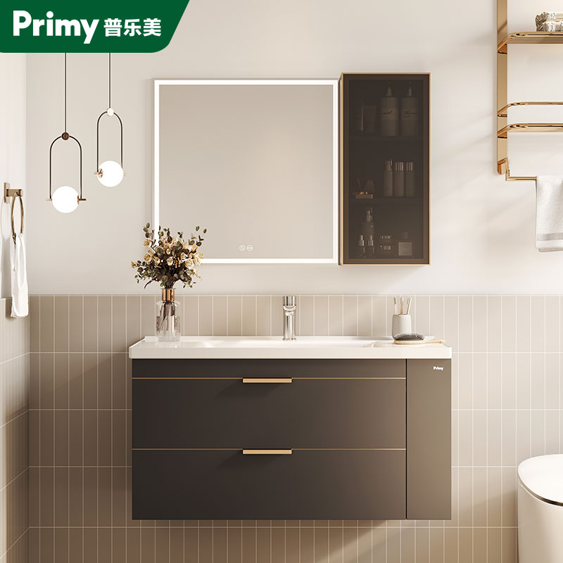 普乐美铝陶瓷一体盆除雾智能镜