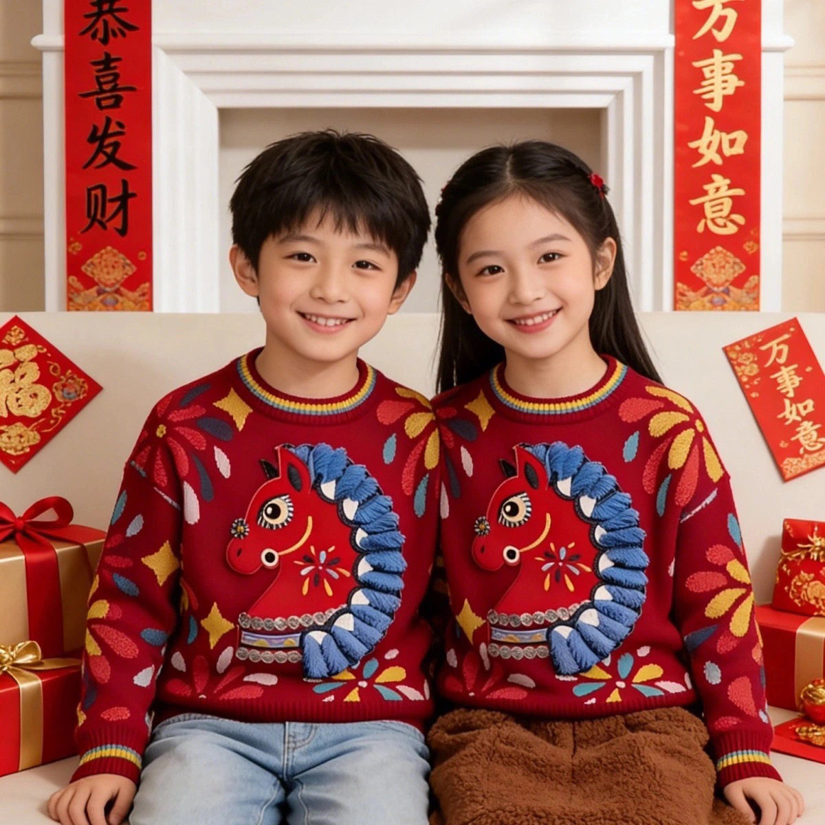 [马到成功]马年童装儿童针织马甲2026新款男女宝新年红色毛衣背心,童装/婴儿装/亲子装,毛衣/针织衫,淘宝优惠券,粉丝福利购,淘宝优惠卷