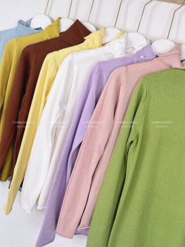 MILDNESS基础款秋冬新款纯色韩版时尚高领显瘦长袖针织打底T恤女