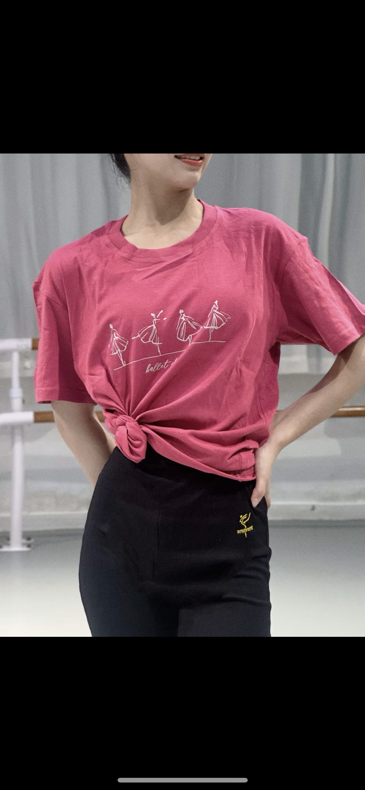 舞蹈现代舞练功服t恤上衣插画设计芭蕾印花宽松舞蹈服纯棉T恤男女