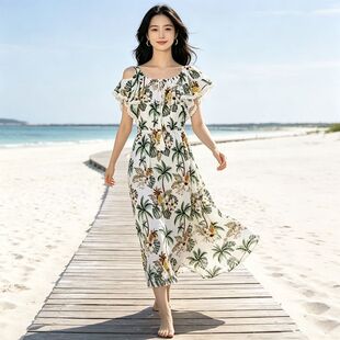 印花长裙显瘦2026西米亚气质夏季海边沙滩度假连衣裙裙子睡衣裙