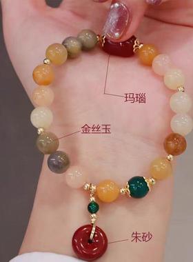 复古朱砂天然金丝葫芦新中式