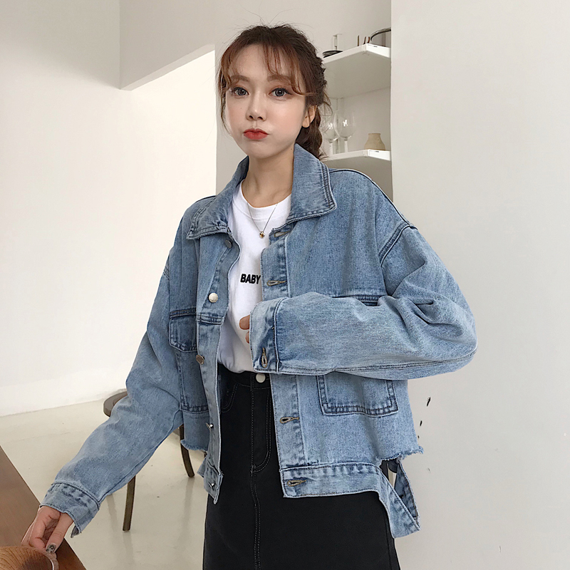 Real price new retro college cut jeans jacket women