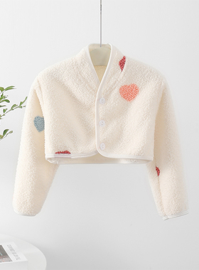 秋冬加绒披肩宝宝睡觉保暖护肩婴幼儿防寒小孩坎肩防冻长袖短睡衣