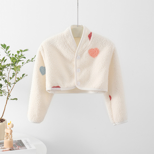 秋冬加绒披肩宝宝睡觉保暖护肩婴幼儿防寒小孩坎肩防冻长袖 短睡衣