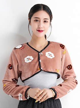 秋冬法兰绒护肩女士颈椎坎肩睡觉保暖防寒产妇月子喂奶神器护肩膀