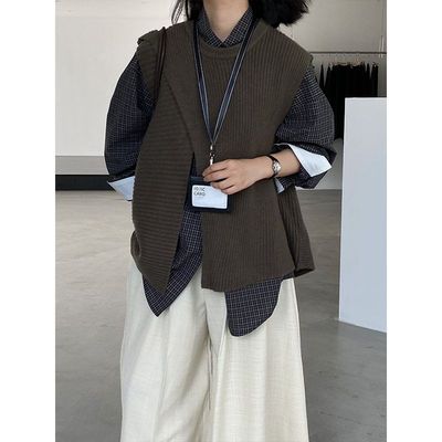 复活款叠穿不规则无袖针织马甲女2025秋季新款百搭款式叠穿上衣