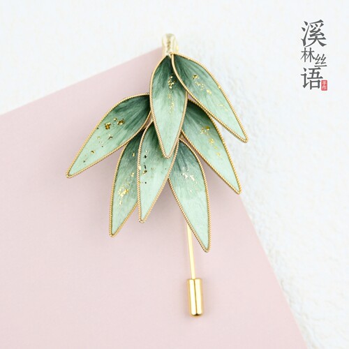 雪竹质感非遗绒花蚕丝胸针