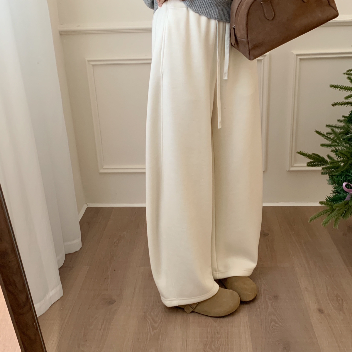 芭妮Bonnet-子合适醋酯纤维羊毛抽绳裤弯刀裤休闲裤（含1.2绵羊毛