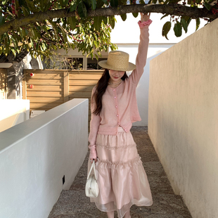 OMELET蛋卷-26年早春韩系甜美百搭层叠花边纱纱长半裙半身裙