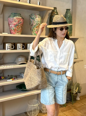 MADEIN OST-26年春款天丝V领口袋衬衫