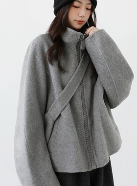 TOO家-外套女2025新款立领韩系大衣羊毛外套(配包包)