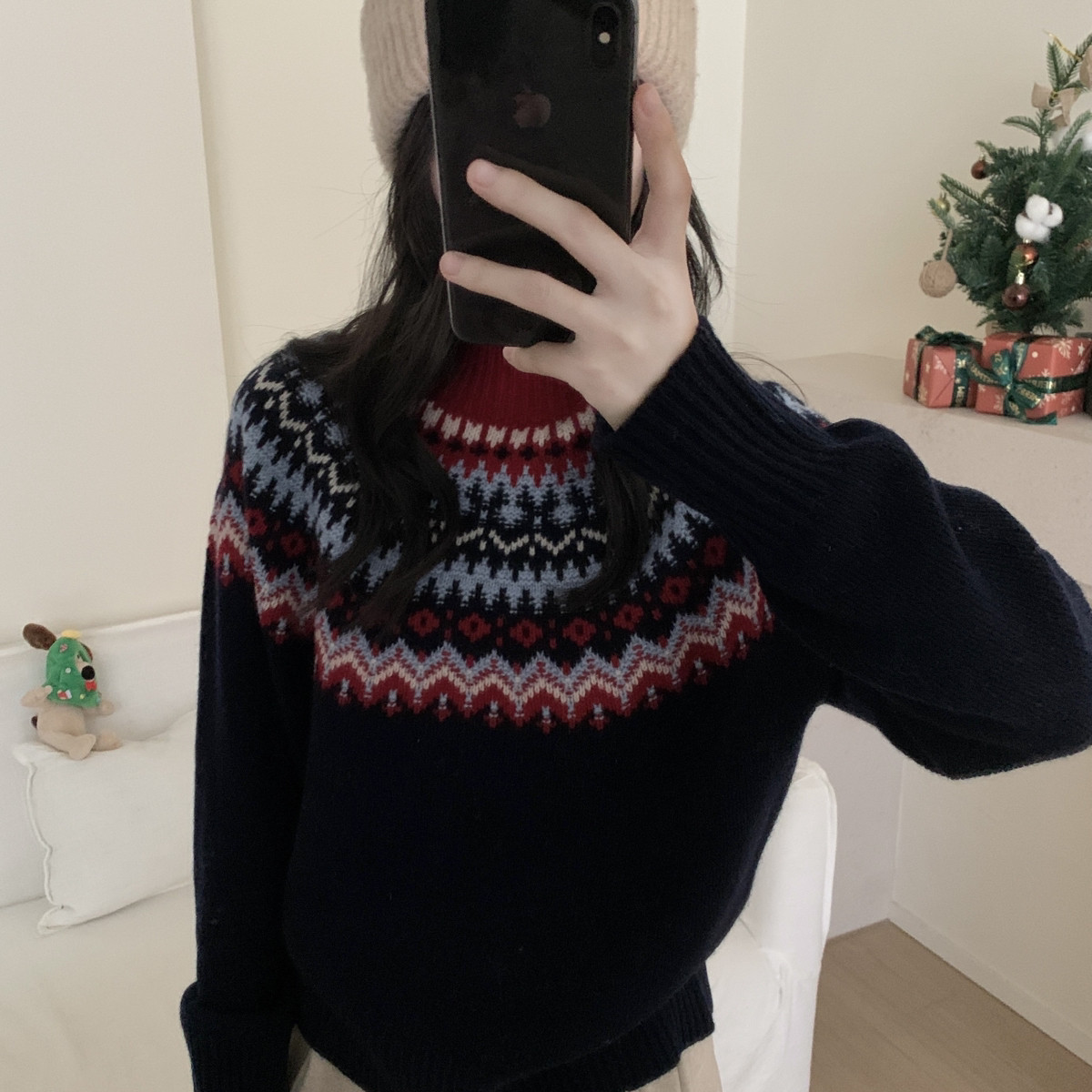 MUUTIS牧缇-系复古时尚典雅费尔岛半高领全羊毛毛衣