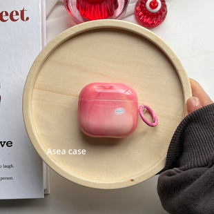4代无线蓝牙保护壳新款 Asea小众ins粉色晕染水蜜桃适用airpods pro3耳机套苹果2 三 男 女趣味保护套个性