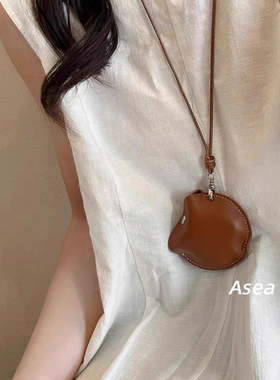 Asea小众ins复古日系皮质适用airpods pro2挂绳耳机套苹果二/三4代无线蓝牙挂脖保护壳新款通用耳机保护套男