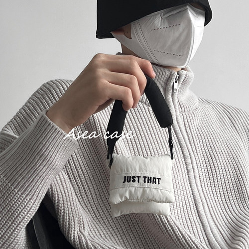 设计感白色羽绒airpods耳机套