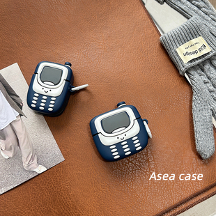 Asea小众ins立体硅胶电话造型适用airpods pro3耳机套苹果2/三/4代无线蓝牙保护壳可爱新款女趣味个性男防摔