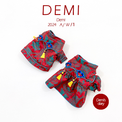 DEMI狗狗缎锦冬季新年款唐装年服