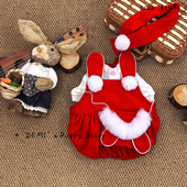 DEMI原创定制宠物拜年服法斗巴哥英斗恶霸过年喜庆可爱红色小兔裙