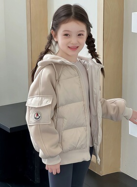 男女童轻薄羽绒服冬装2025新款洋气小女孩白鸭绒内胆儿童连帽外套