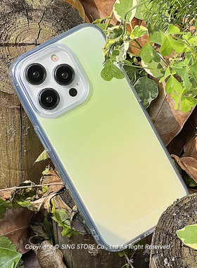 SINGSTORE原创ins夏日清新渐变绿色适用iphone13苹果14手机壳14promax新款透明硅胶11全包防摔软壳12简约女款