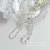 韩国ins珍珠蝴蝶爱心手机链短款 串珠链条ccd相机挂绳少女手腕挂饰