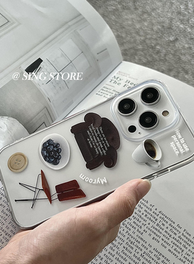 SINGSTORE韩国ins小众复古沙发咖啡适用iphone17苹果16手机壳15promax新款透明硅胶13全包防摔软壳14个性女款